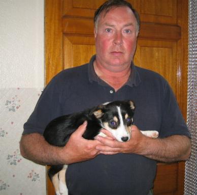 Richard holding Nell at Cornhills Farm.